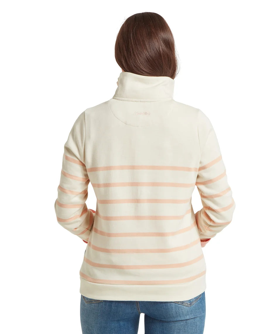 Schöffel Knitwear , the Sandown Sweatshirt (Pale Stone/Coral Peach Stripe)