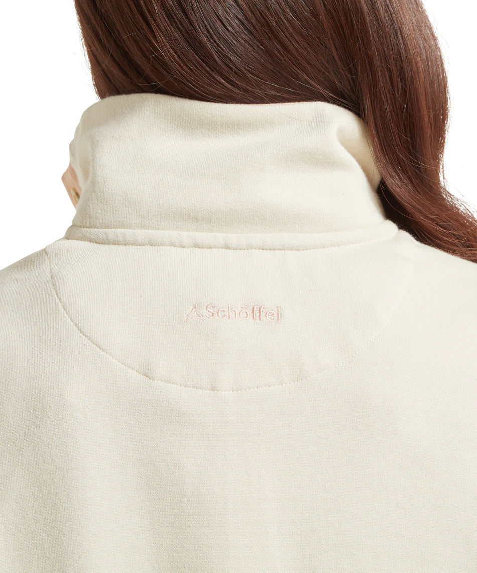 Schoffel Knitwear , the Sandown Sweatshirt (Pale Stone/Coral Peach Stripe)