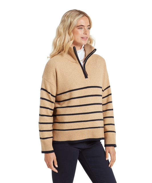 Schoffel Ladies Countrywear, the Sandsend 1/4 Jumper in Warm Sand