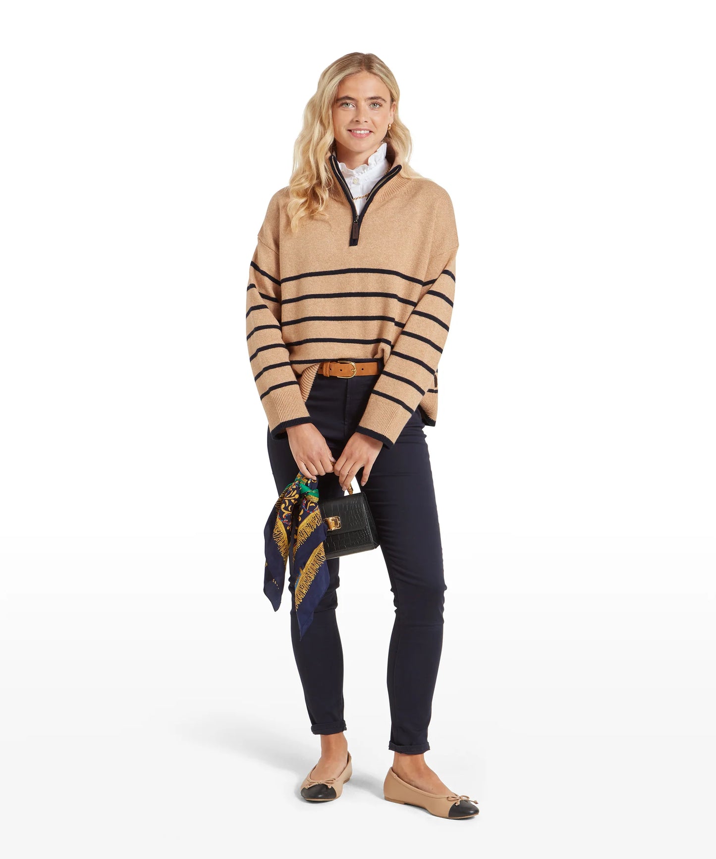 Schoffel Ladies Countrywear, the Sandsend 1/4 Jumper in Warm Sand