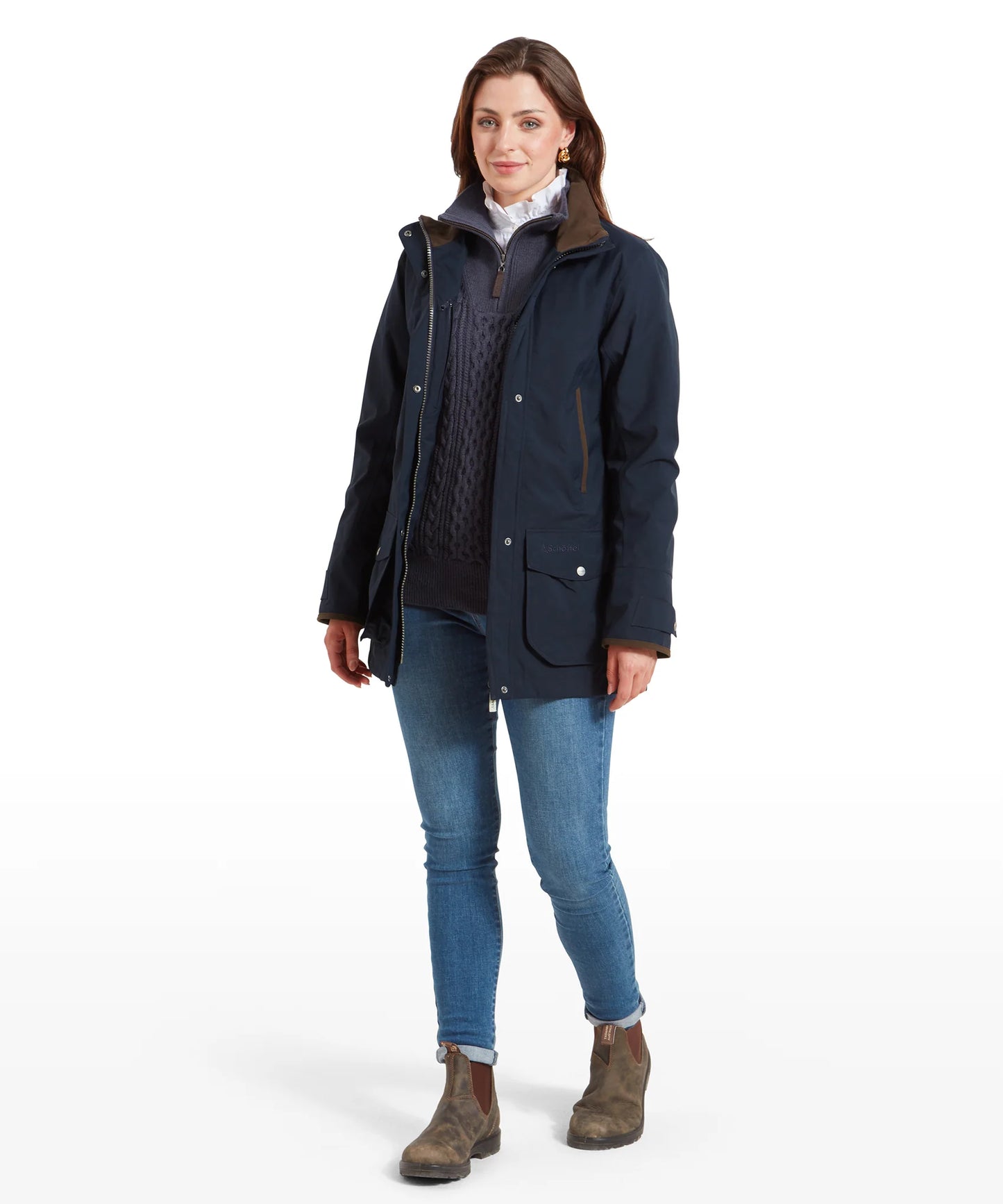 Schoffel Ladies Countrywear, the Teal Ultralight Coat in True Navy