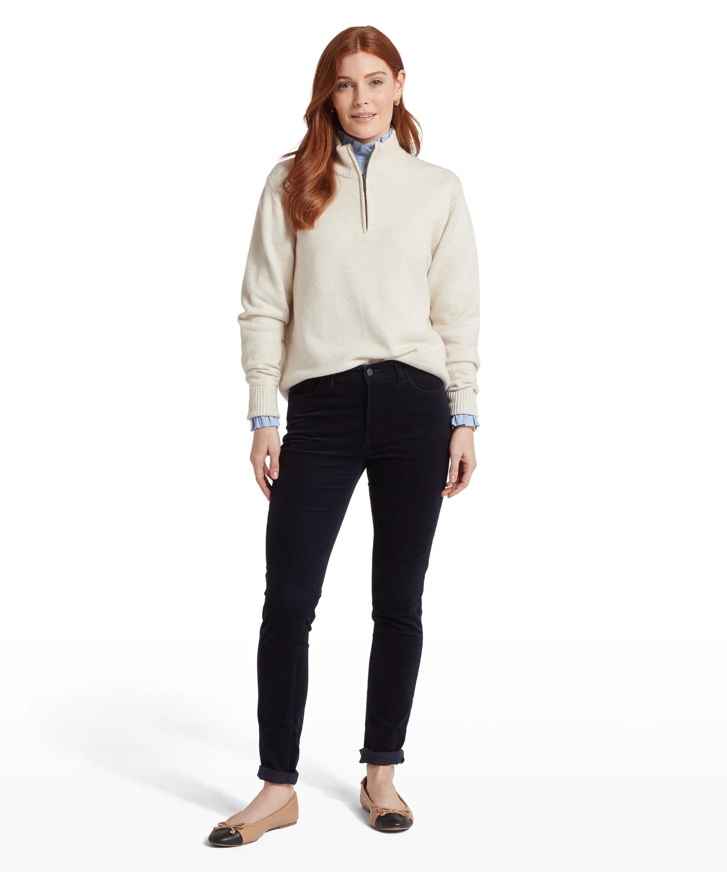 Schoffel Ladies Countrywear, the Thoralby 1/4 Zip Jumper in Soft White