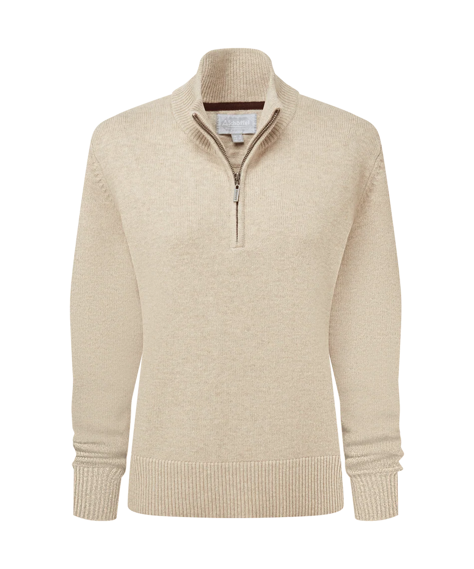 Schöffel, the Thoralby 1/4 Zip Jumper in Oatmeal