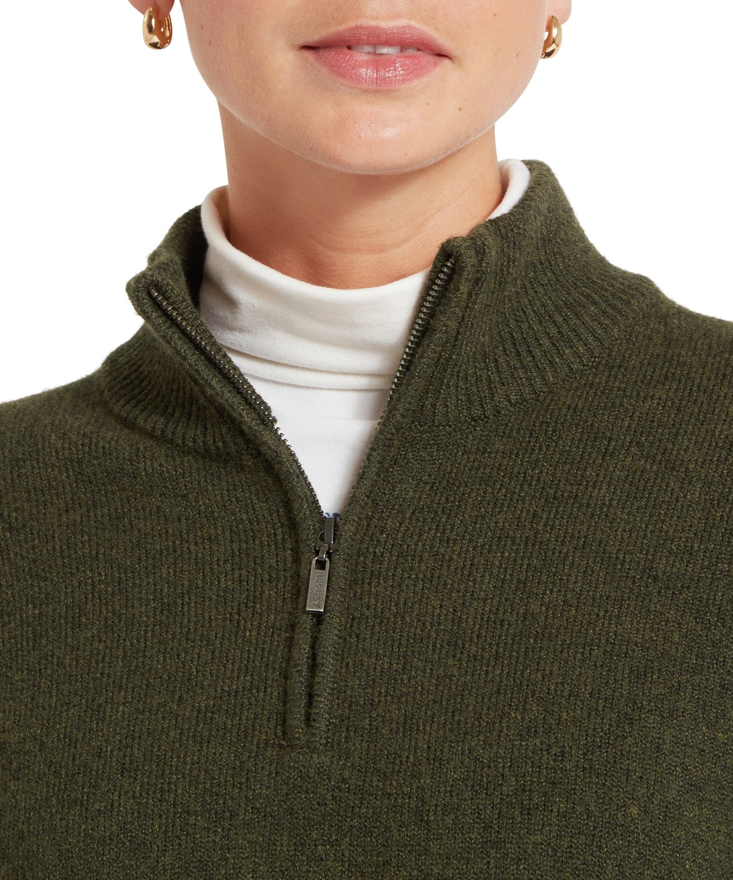 Schoffel Ladies Countrywear, the Thoralby 1/4 Zip Jumper in Loden