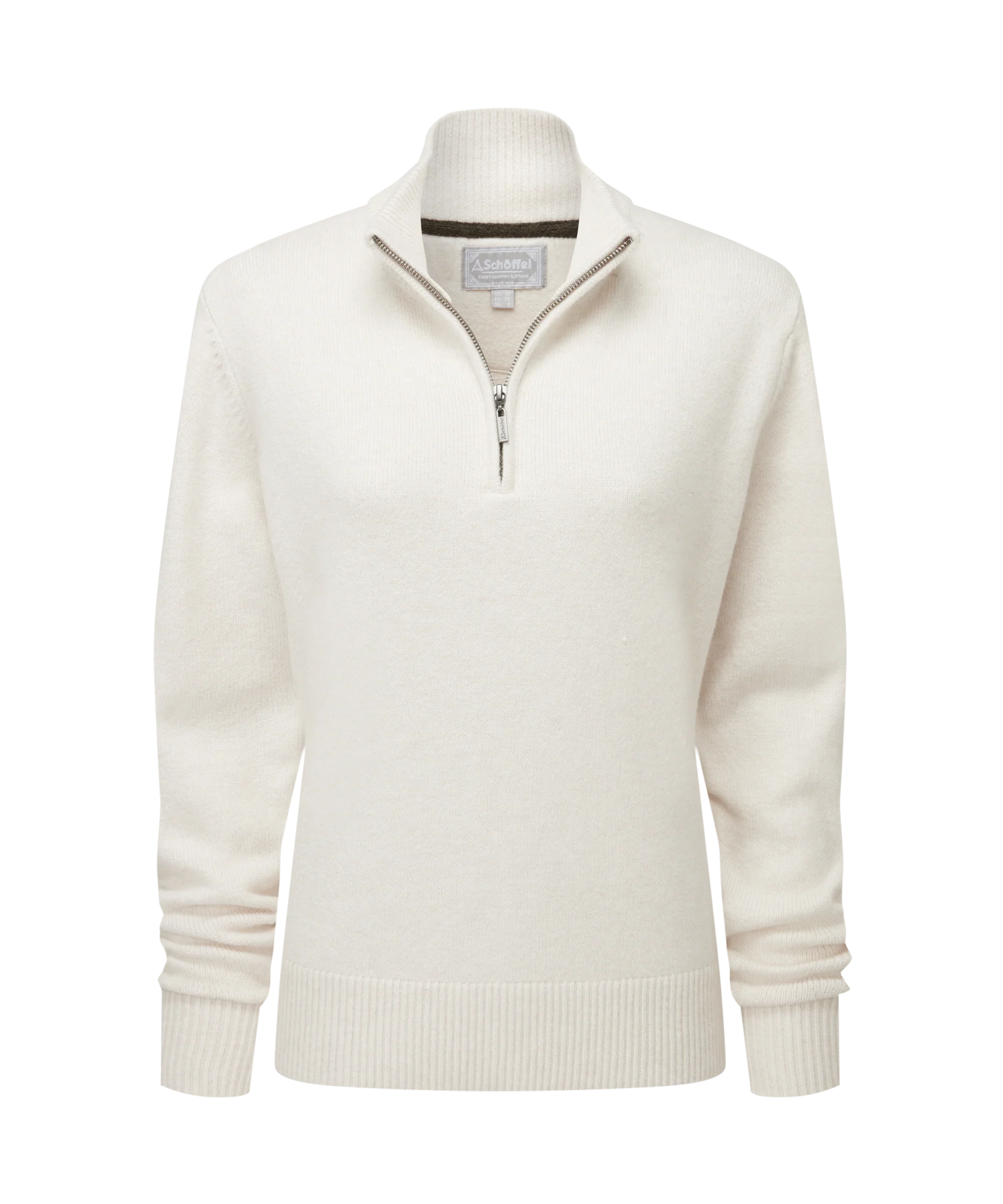 Schoffel Ladies Countrywear, the Thoralby 1/4 Zip Jumper in Soft White