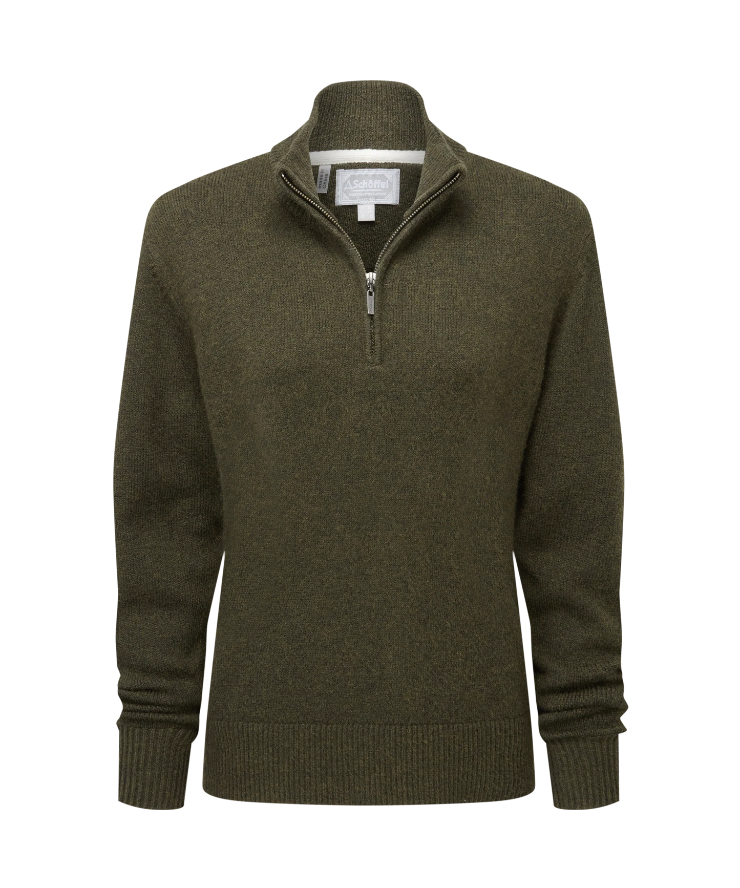 Schoffel Ladies Countrywear, the Thoralby 1/4 Zip Jumper in Loden