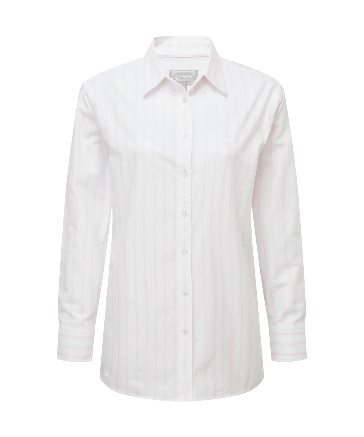 Schoffel Ladies, the Walberswick Oxford Shirt in Pink Stripe