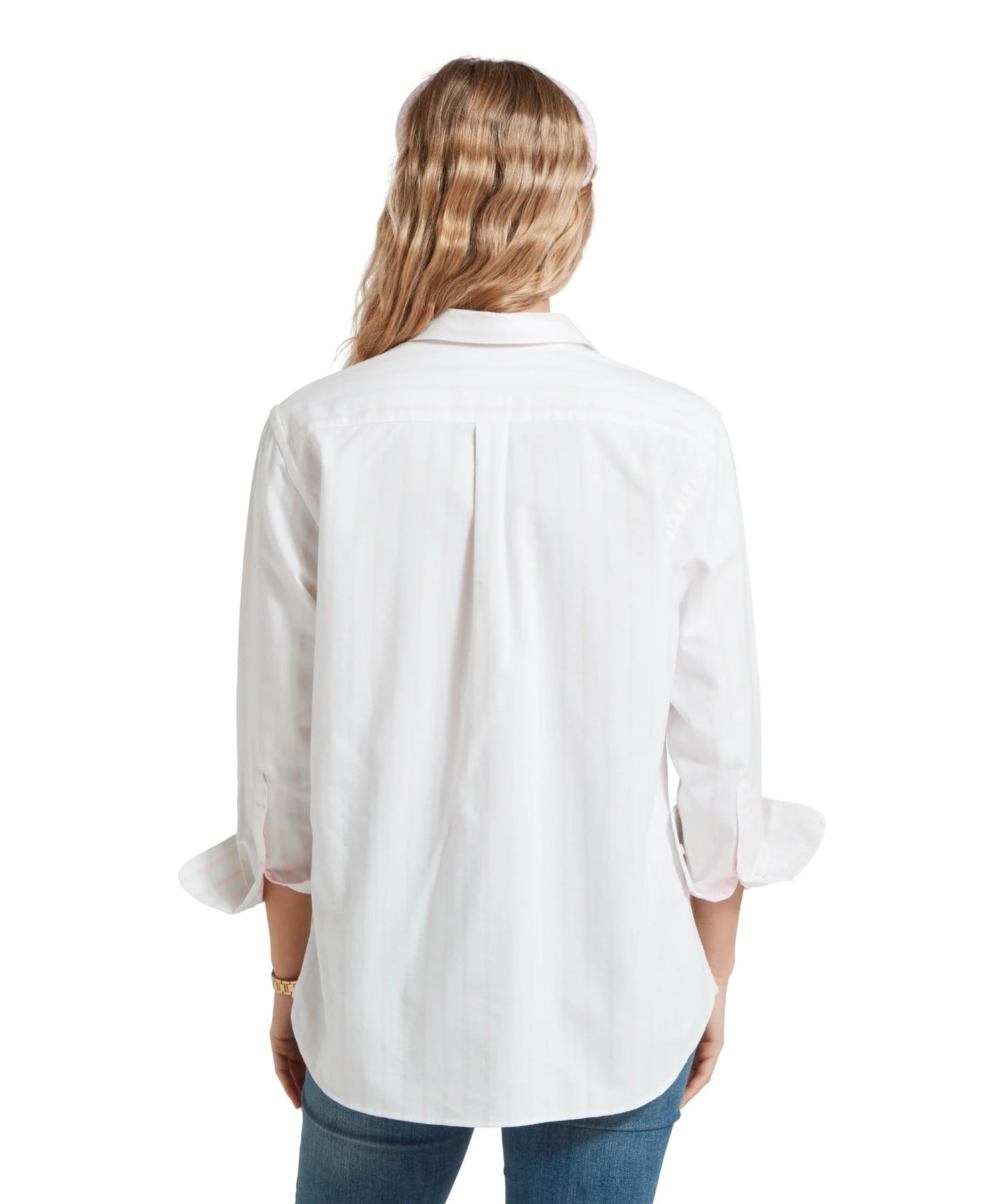 Schoffel Ladies, the Walberswick Oxford Shirt in Pink Stripe