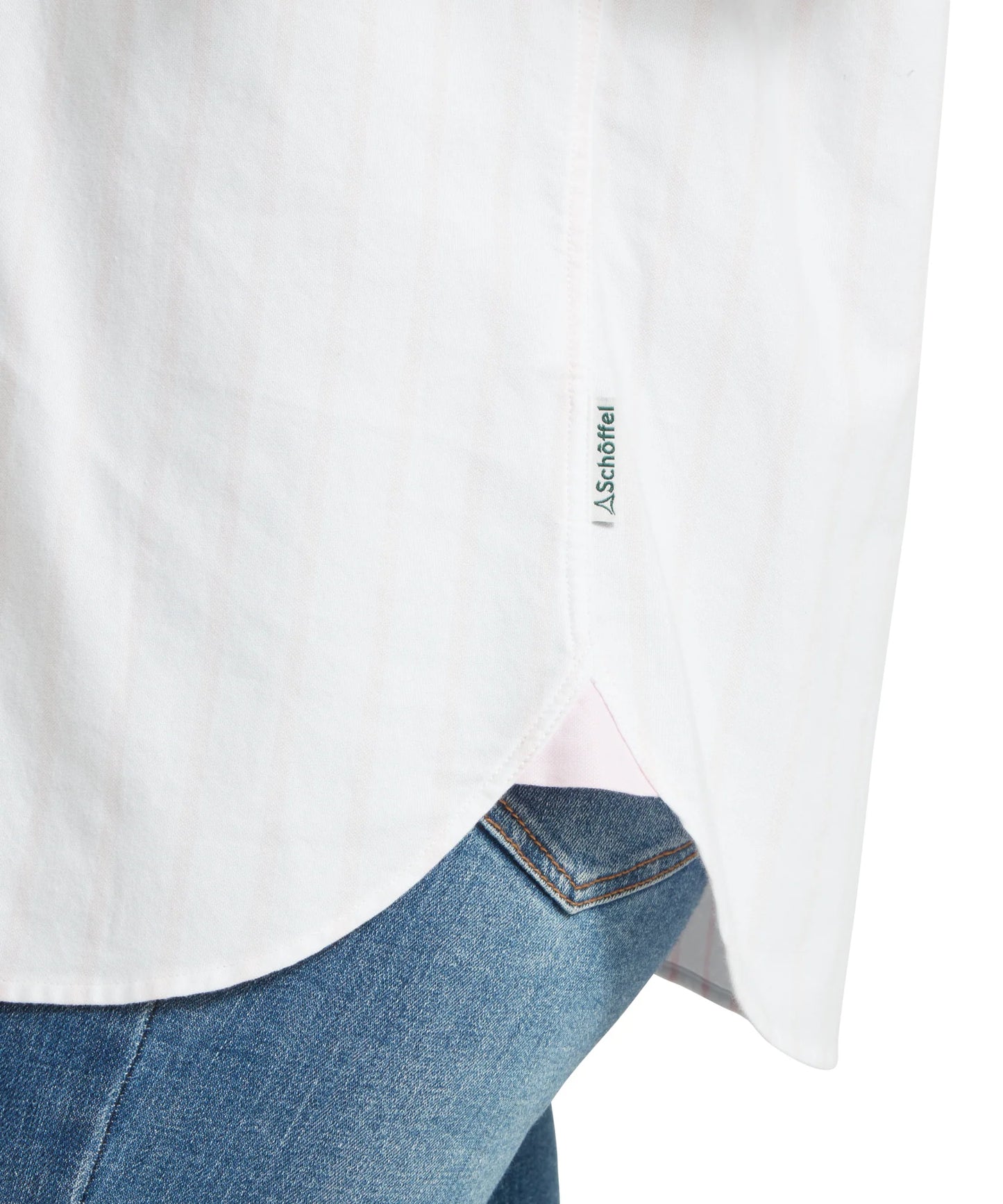Schoffel Ladies, the Walberswick Oxford Shirt in Pink Stripe
