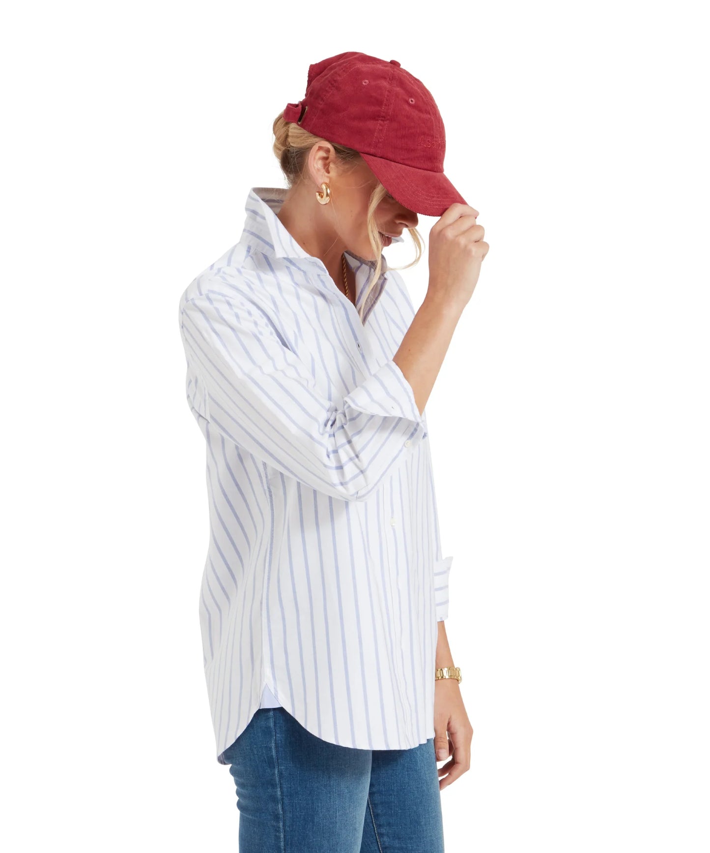 Schoffel Ladies, the Walberswick Oxford Shirt in Blue Stripe