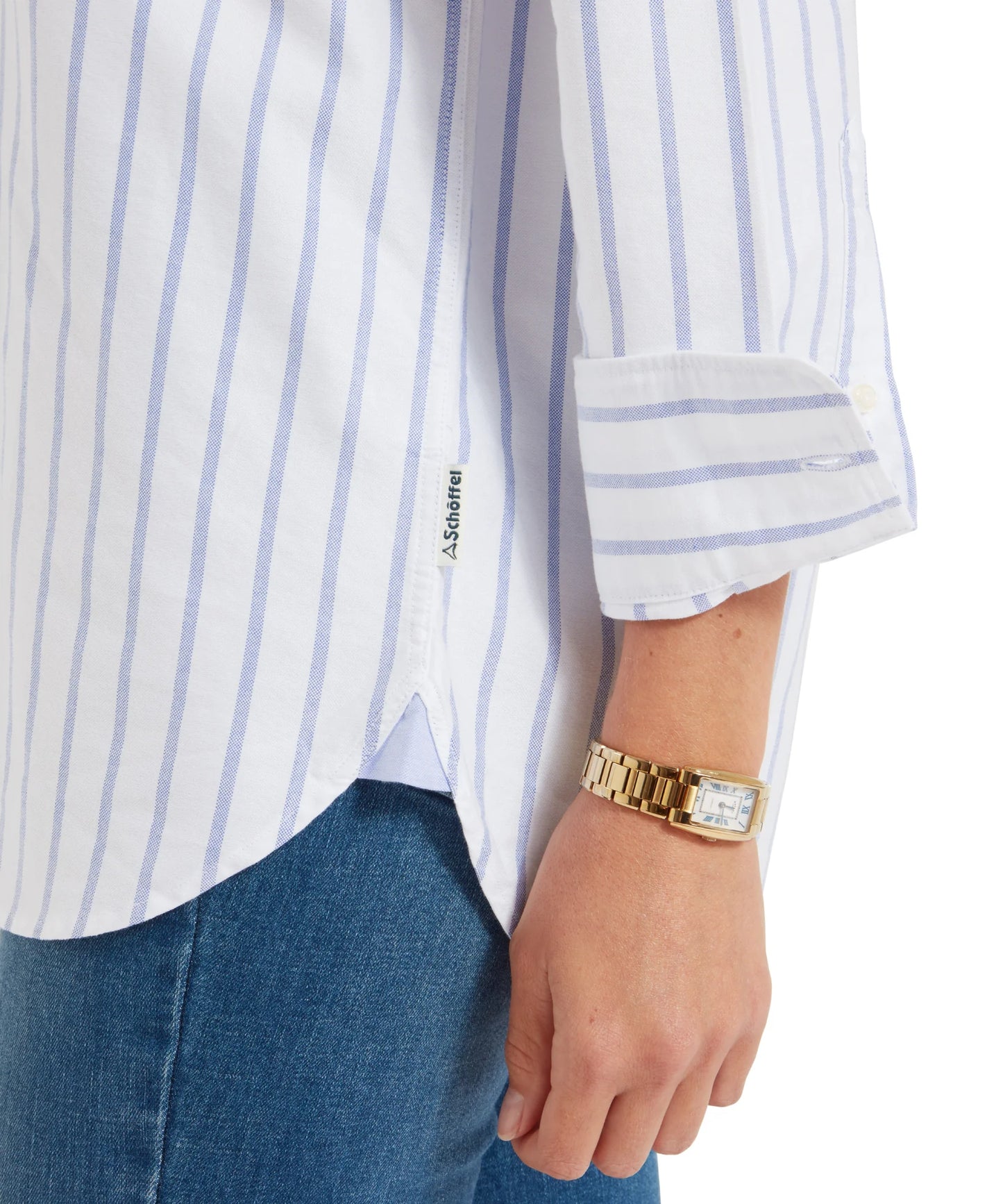 Schoffel Ladies, the Walberswick Oxford Shirt in Blue Stripe