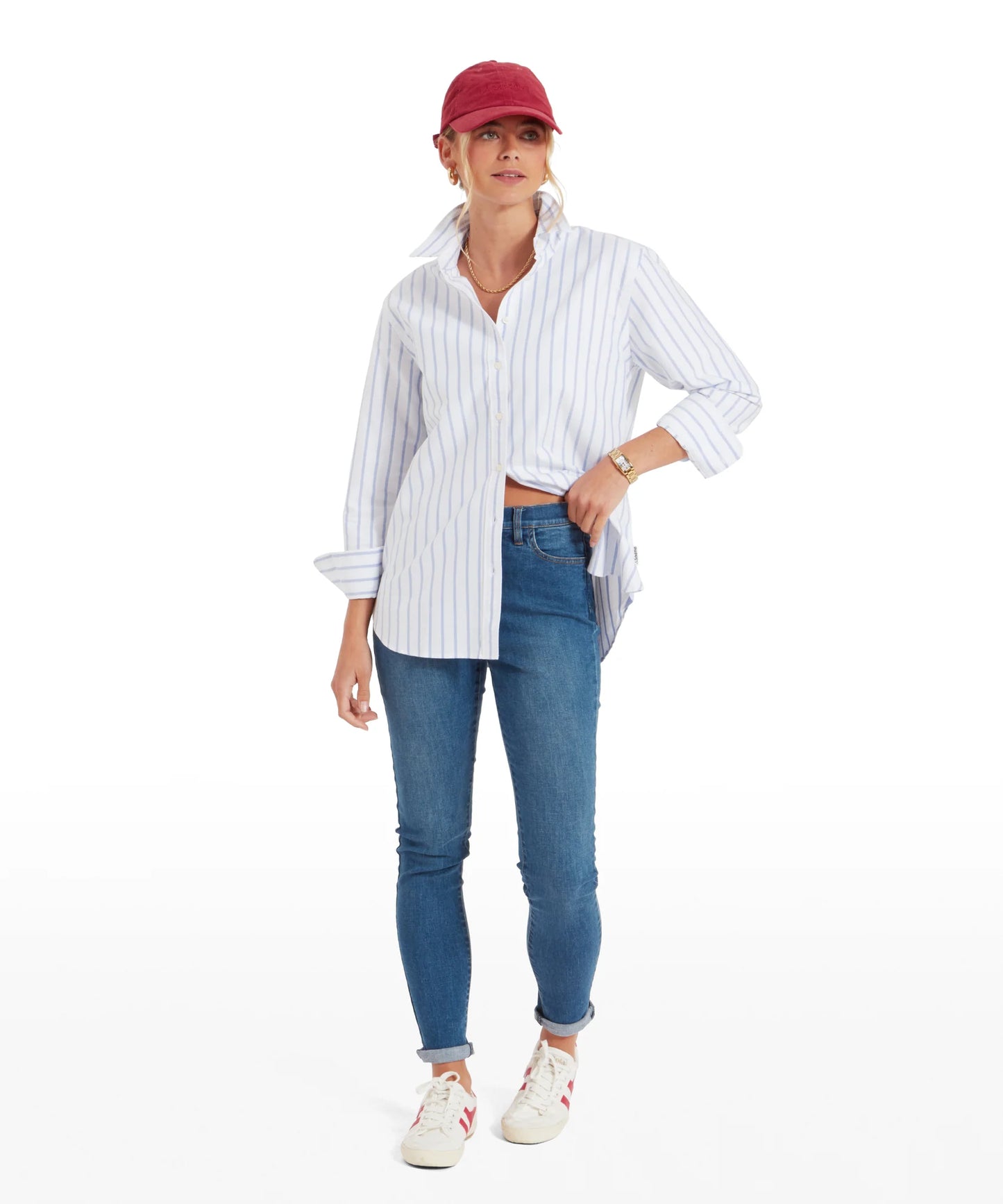 Schoffel Ladies, the Walberswick Oxford Shirt in Blue Stripe