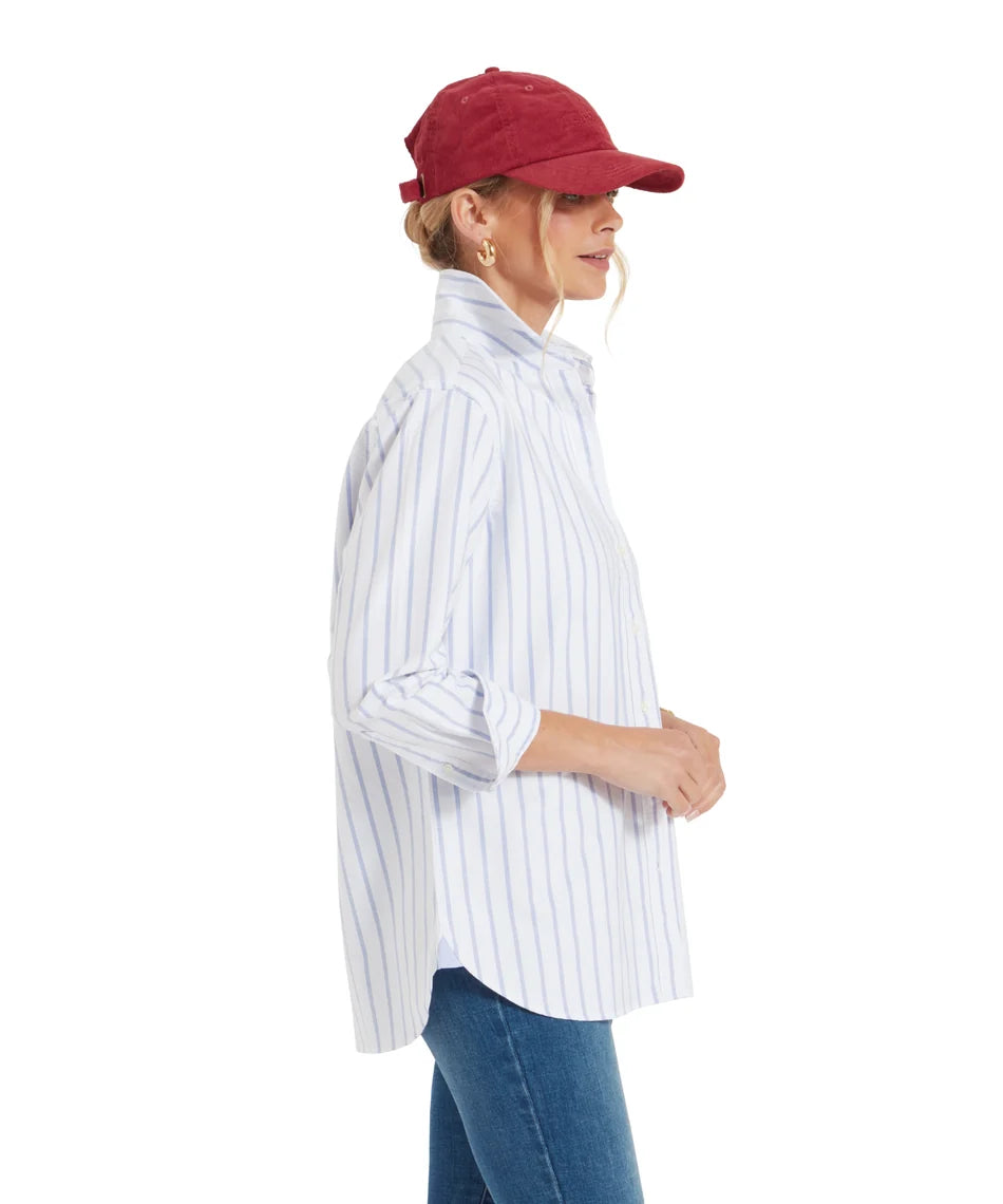Schöffel Ladies, the Walberswick Oxford Shirt in Blue Stripe