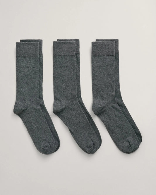 Gant Soft Cotton Socks 3-Pack (Charcoal Melange)