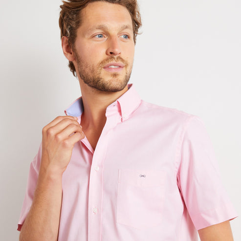 Eden Park Shirts - Short sleeved pink cotton Classic Oxford