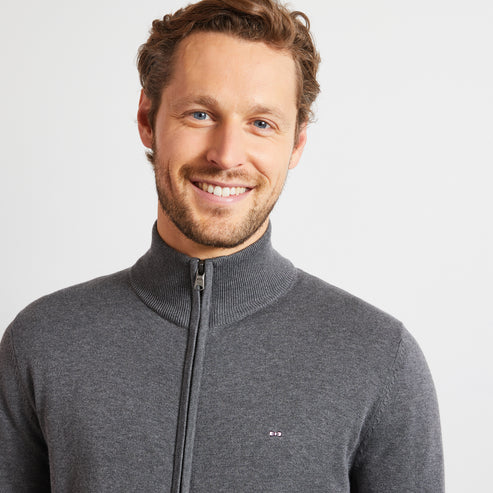 Eden Park Knitwear - Grey cotton cardigan with zipper