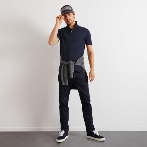 Eden Park Polo Shirts - Navy blue stretch pima cotton polo