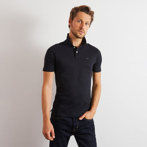Eden Park Polo Shirts - Black stretch pima cotton polo