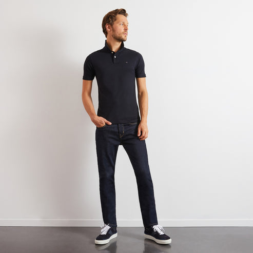 Eden Park Polo Shirts - Black stretch pima cotton polo