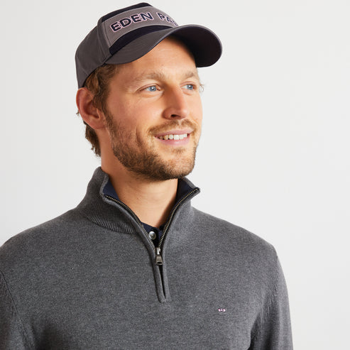 Eden Park Knitwear - Grey cotton Half Zip Jumper