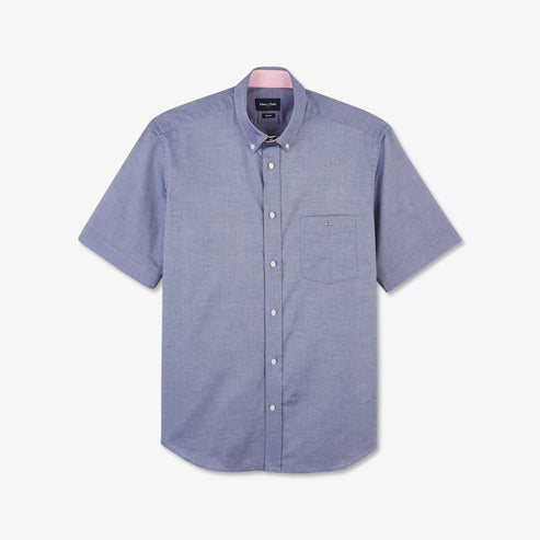 Eden Park Shirts - Short sleeved navy cotton classic Oxford Shirt