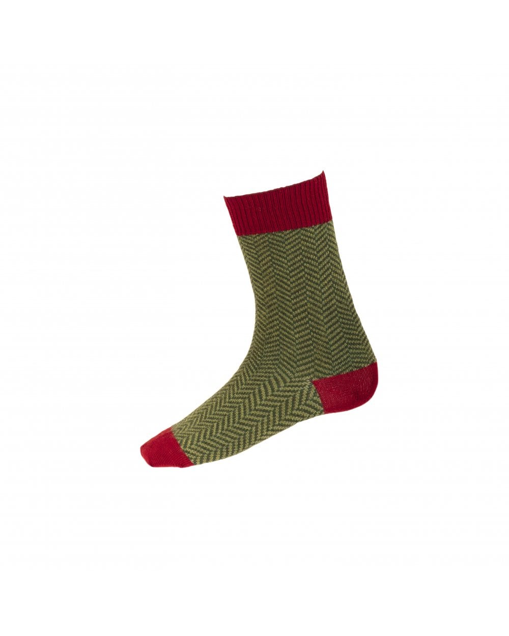 HOUSE OF CHEVIOT Herringbone Short Socks ~ Brick Red
