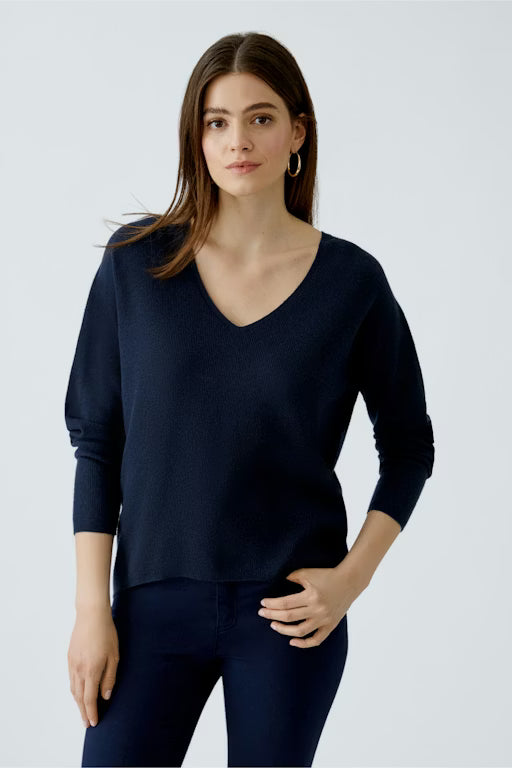 Oui Knitwear , the FREYJA pullover Dk.Blue