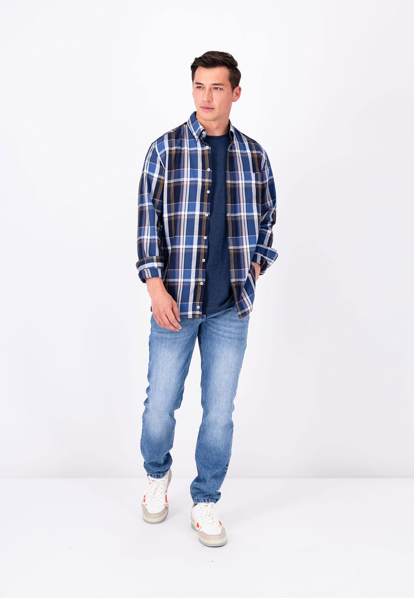 Fynch Hatton, The Olive Checks, Button Down, Long Sleeve