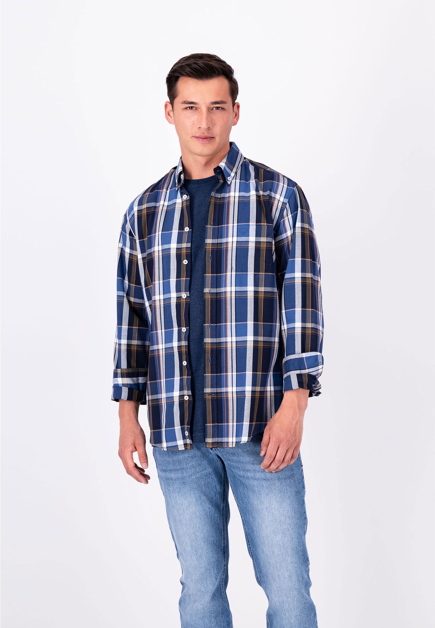 Fynch Hatton, The Olive Checks, Button Down, Long Sleeve