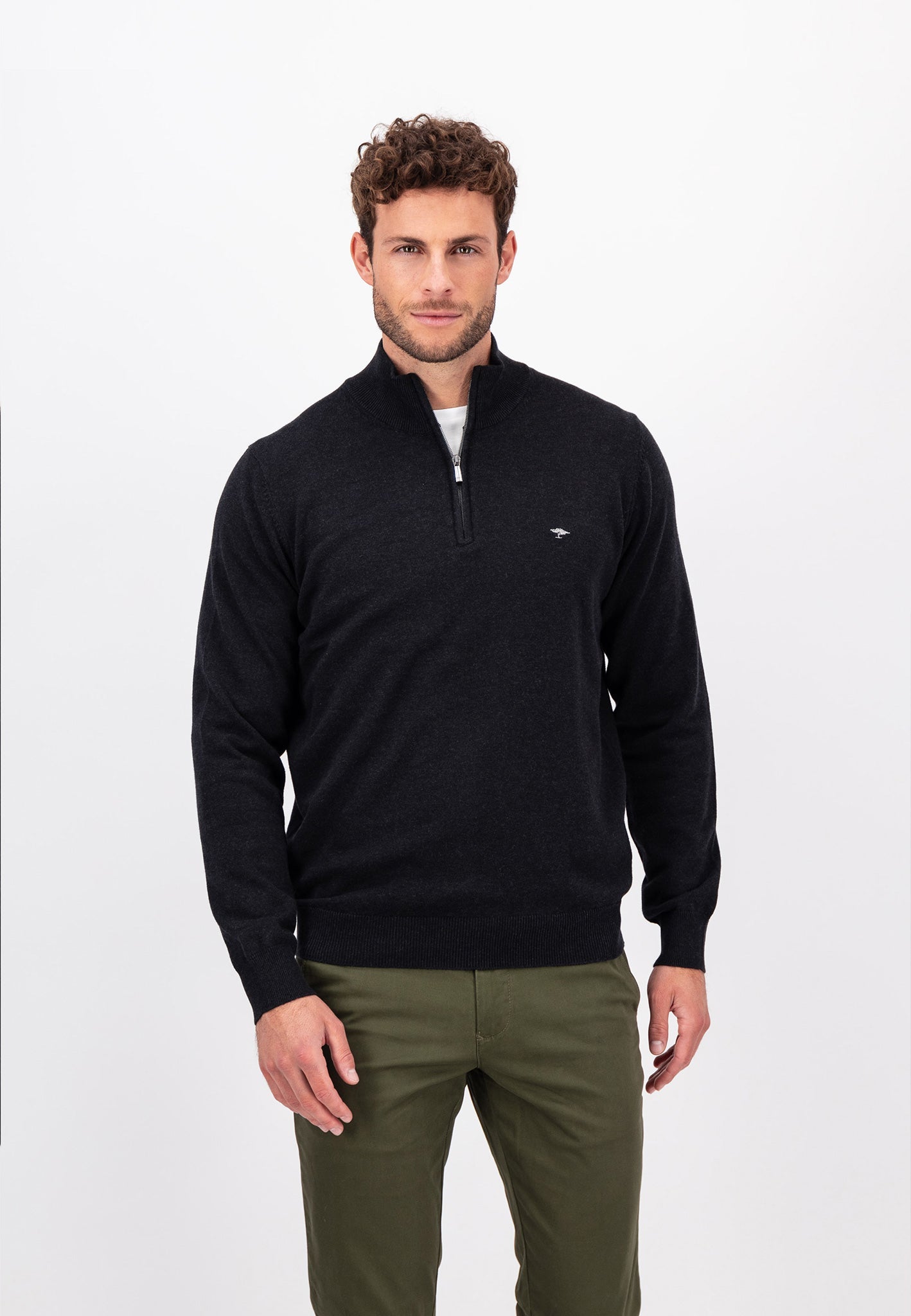 Fynch Hatton, The Cotton Half-Zip in Navy