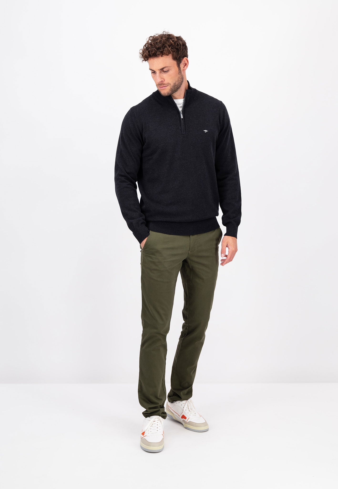 Fynch Hatton, The Cotton Half-Zip in Navy