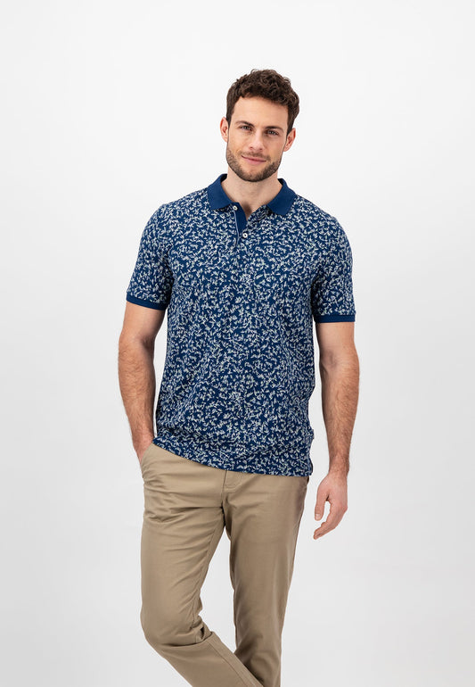 Fynch Hatton Polo, POLO SHIRT WITH A FLORAL PATTERN