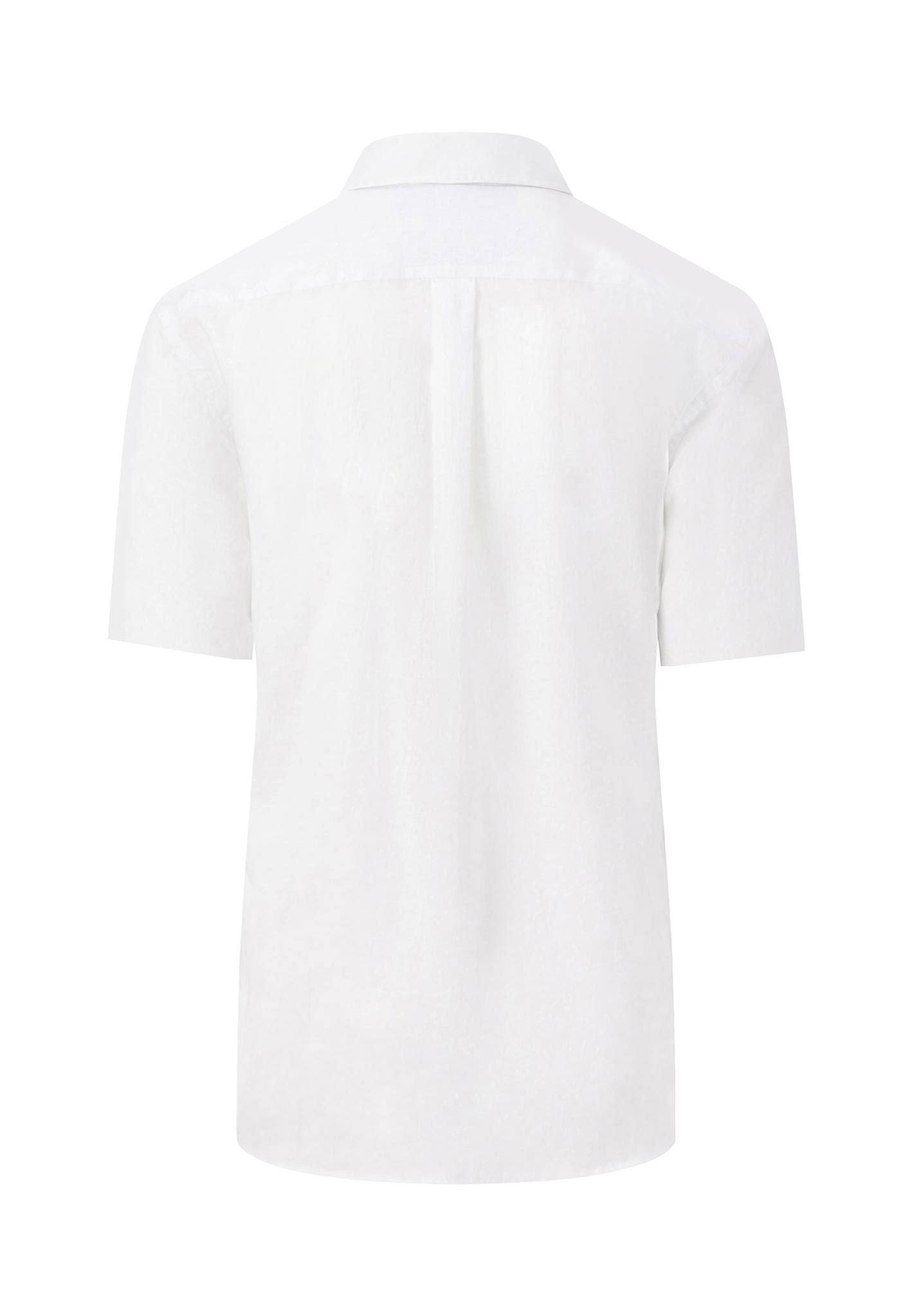 Fynch Hatton Pure Linen, Button Down Short Sleeve Shirt (White)