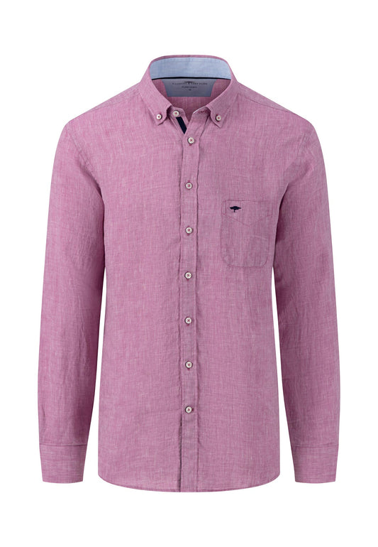 Fynch Hatton Pure Linen, Button Down Long Sleeve Shirt (dusty lavender)