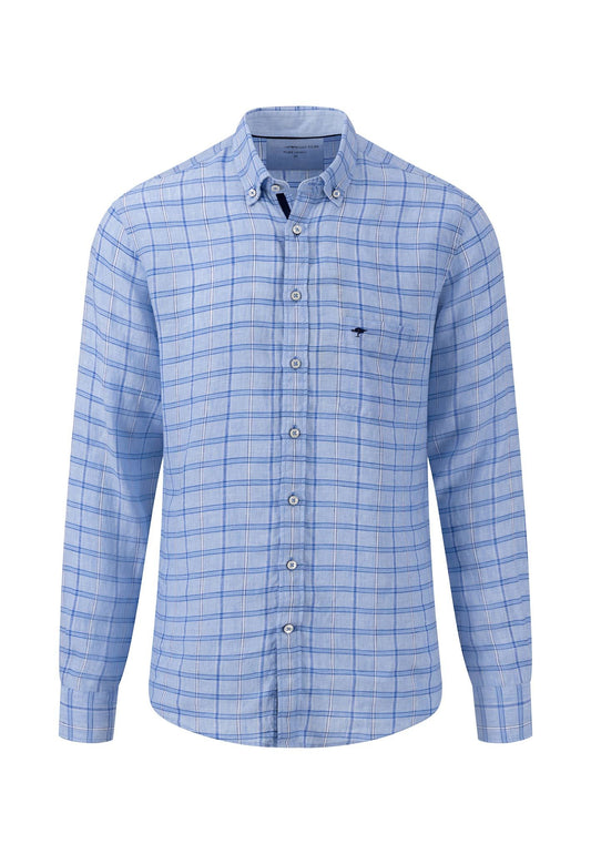 Fynch Hatton Pure Linen Classics Button Down Long Sleeve Shirt (navy)
