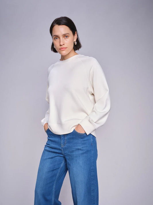 Mos Mosh Ladies,  the MMAbello O-LS Basic Sweatshirt in 180 Ecru