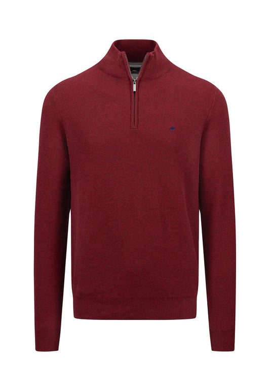 Fynch-Hatton, The Troyer (Half) Zip, Superfine Structured Knit - (303 Ruby Red)