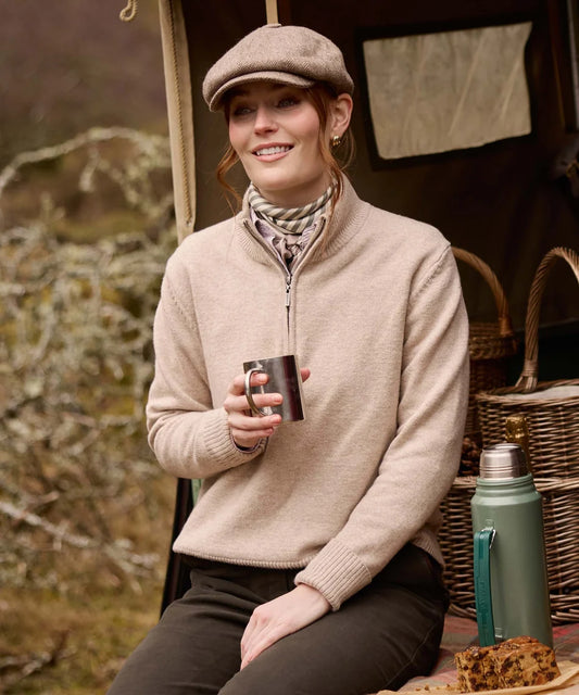 Schöffel, the Thoralby 1/4 Zip Jumper in Oatmeal