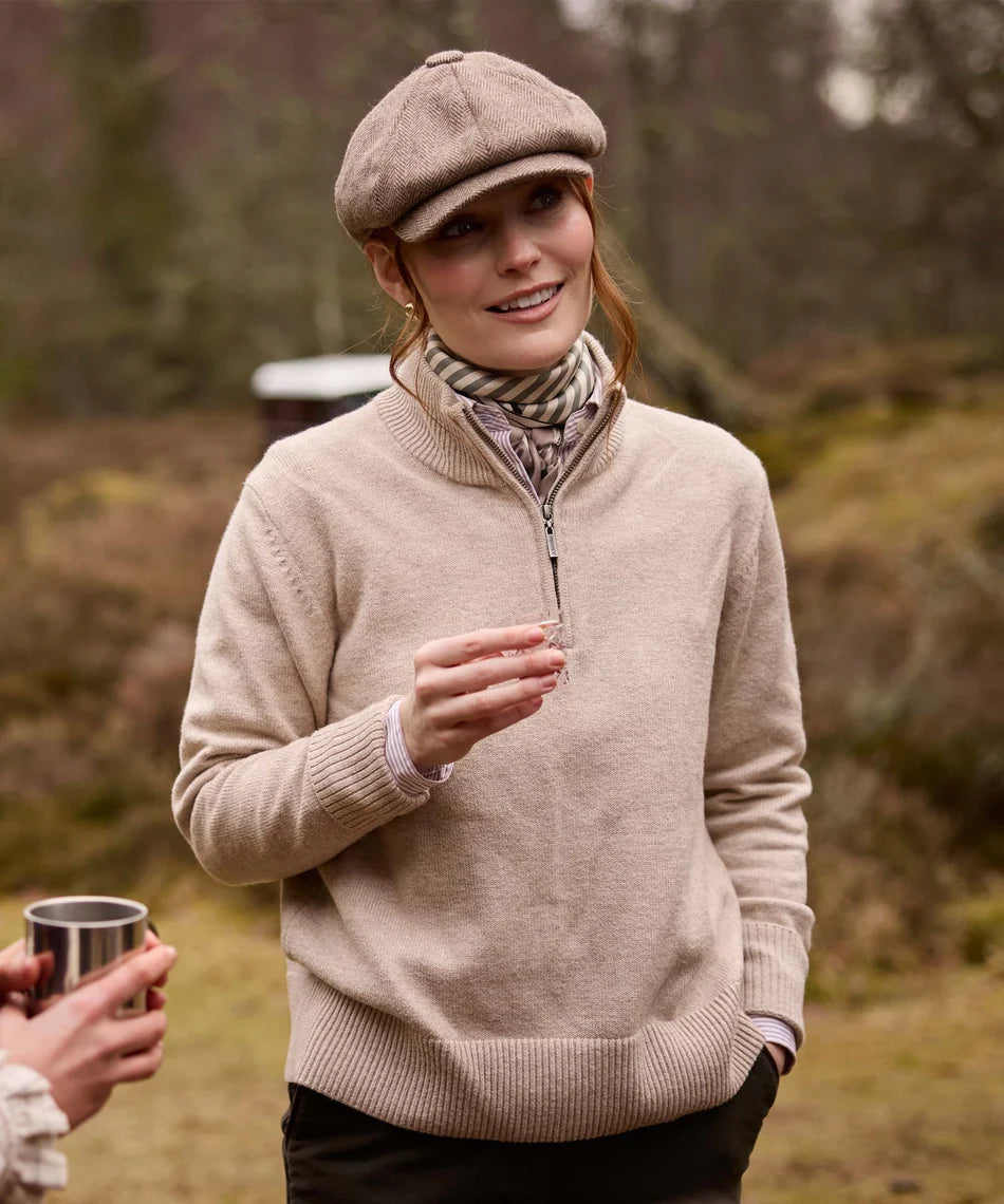 Schöffel, the Thoralby 1/4 Zip Jumper in Oatmeal