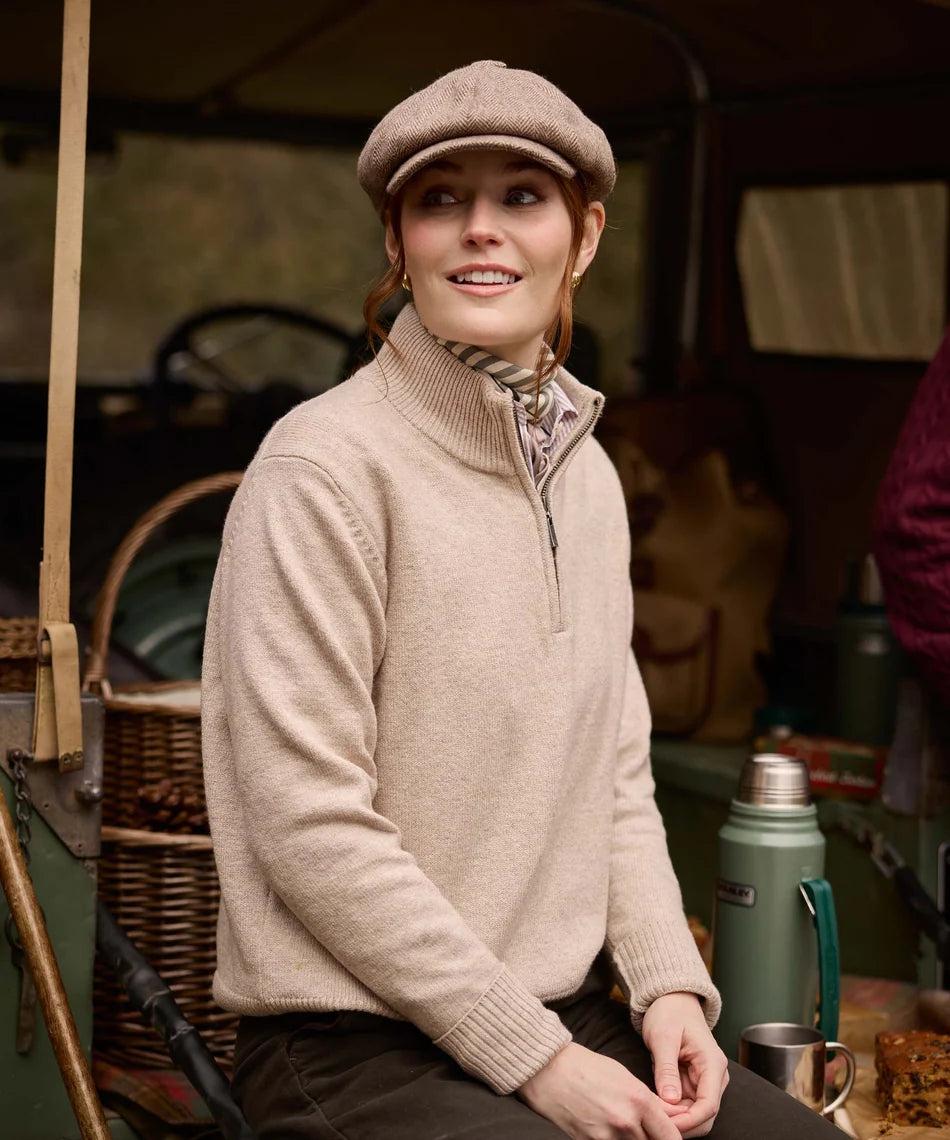 Schöffel, the Thoralby 1/4 Zip Jumper in Oatmeal