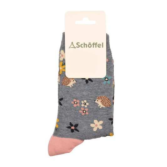 Schoffel Ladies, The Ladies Single Cotton Sock (Blue Hedgehog-0050)