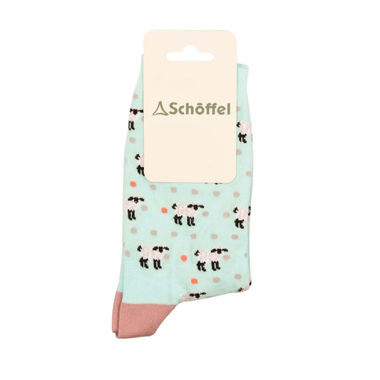 Schoffel Ladies, The Ladies Single Cotton Sock - Mint Sheep