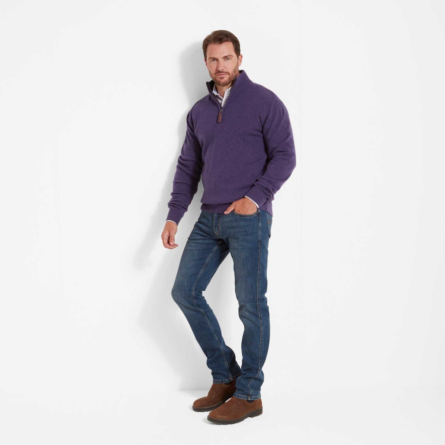 Schoffel, The LAMBSWOOL 1/4 ZIP JUMPER - 20-4138 - BRAMBLE