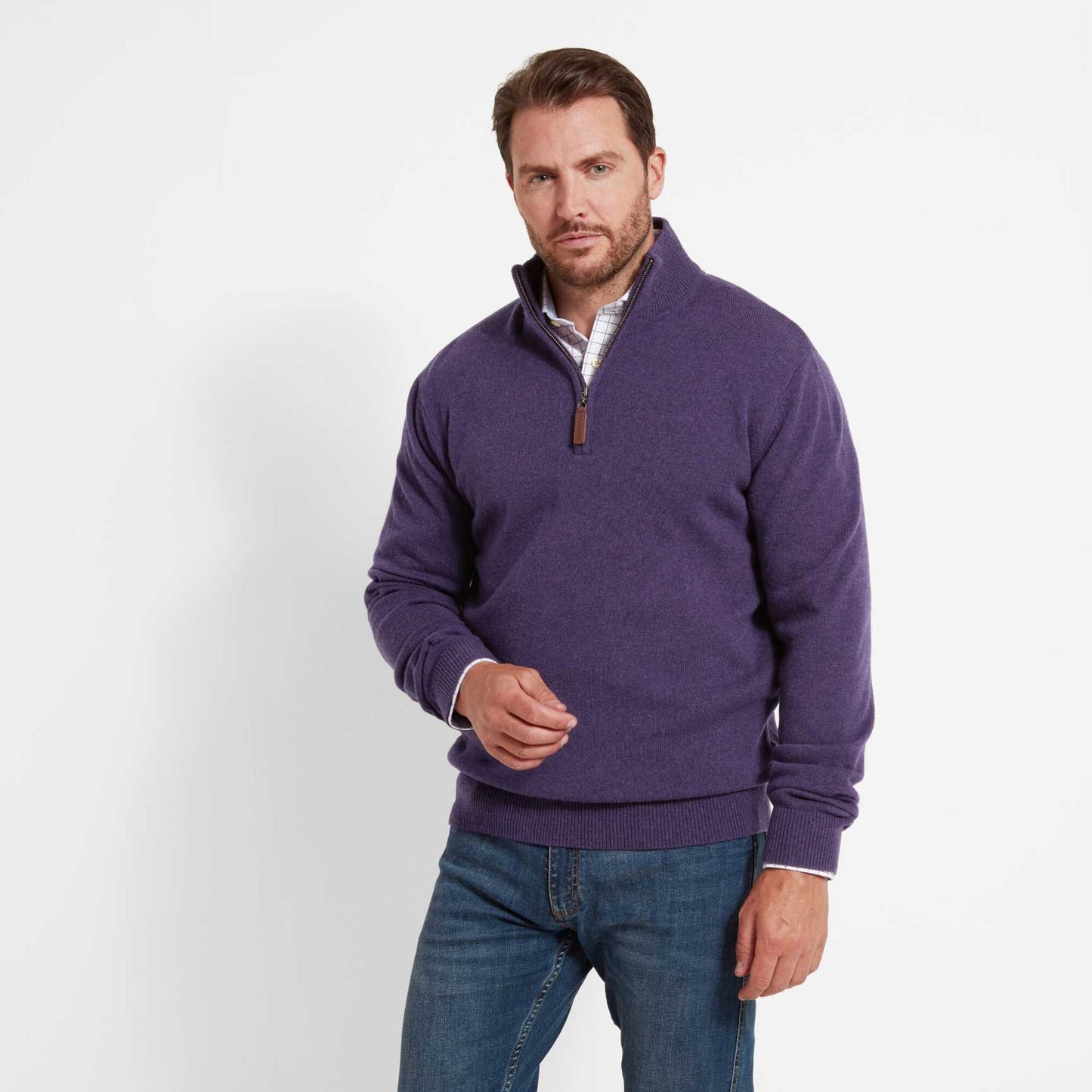 Schoffel, The LAMBSWOOL 1/4 ZIP JUMPER - 20-4138 - BRAMBLE