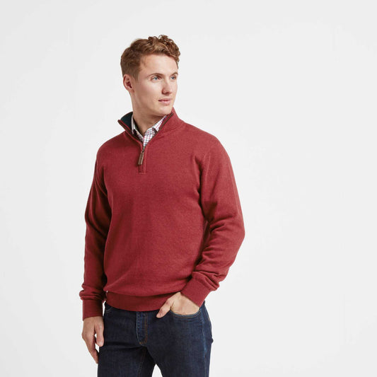 Schoffel, The Cotton Cashmere 1/4 Zip Jumper - 20-4141 - Chilli