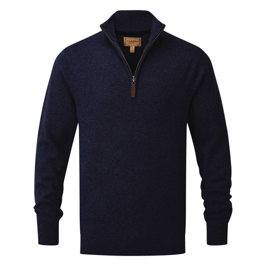 Schoffel, The Cotton Cashmere 1/4 Zip Jumper - 20-4141 - Navy