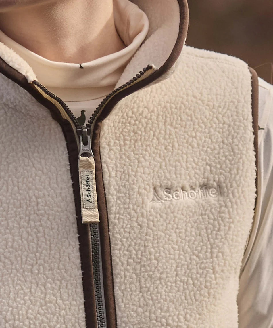 Schöffel, the Lyndon Retro Fleece Gilet in Soft White