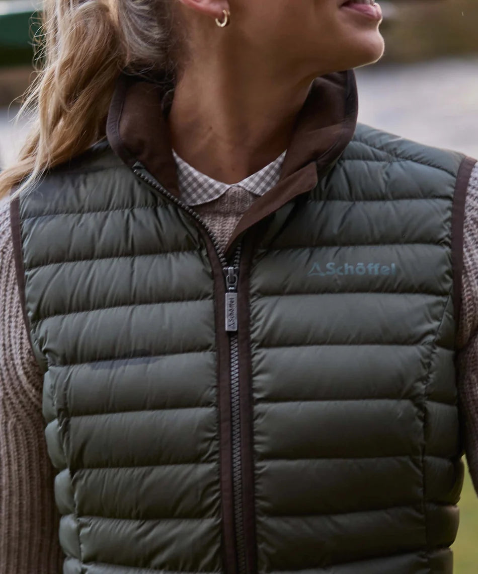 Schöffel Ladies Countrywear, the Launde Down Gilet in Woodland