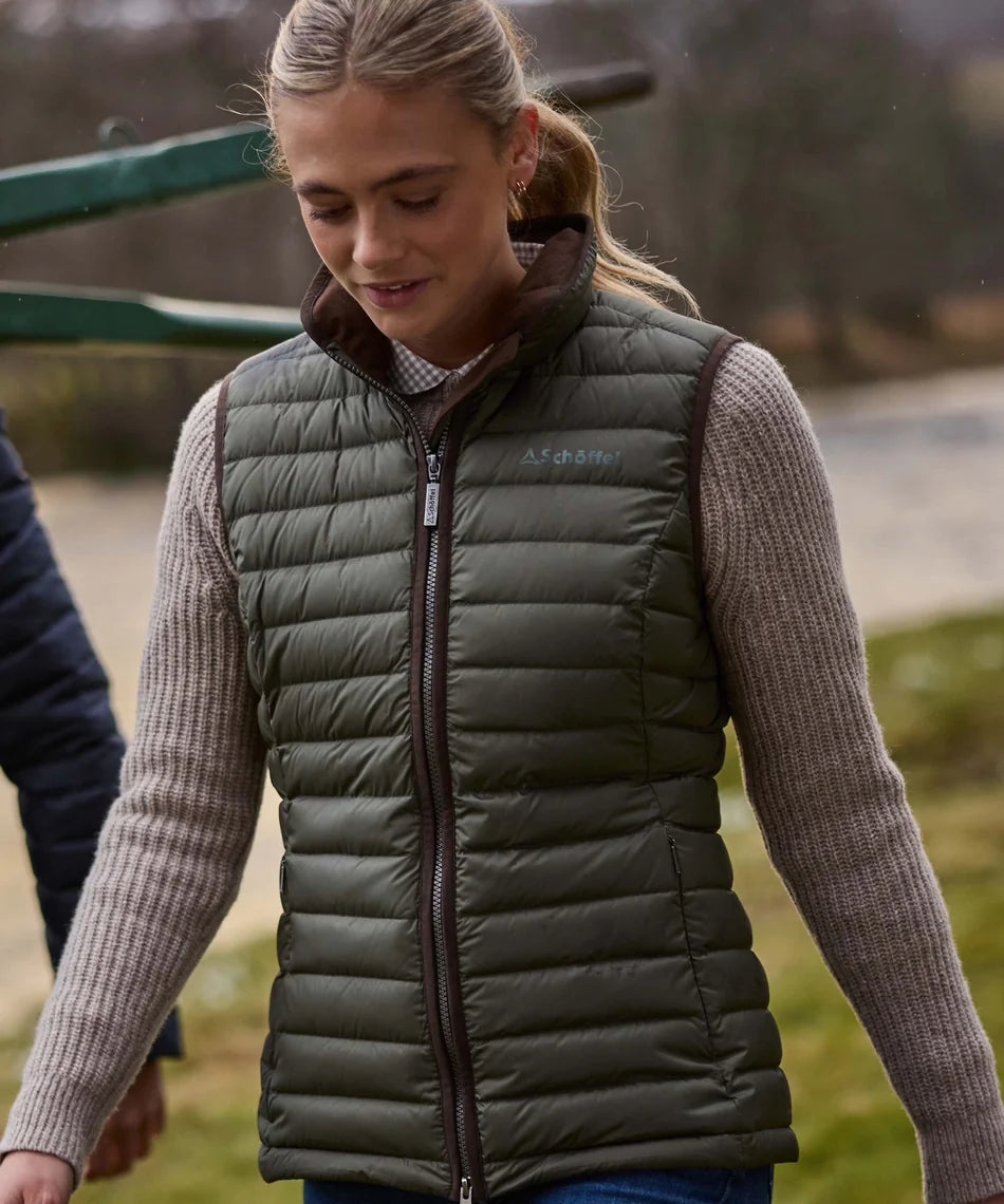 Schöffel Ladies Countrywear, the Launde Down Gilet in Woodland