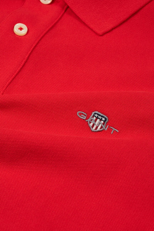 Gant Regular Shield Short Sleeve Pique Polo (Bright Red)